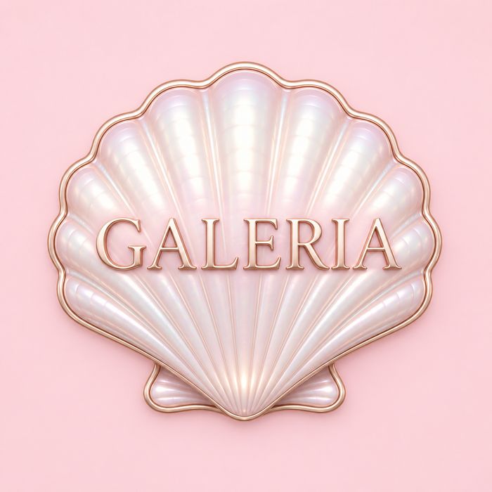 Concha nacarada con la palabra Galería: ver la galería